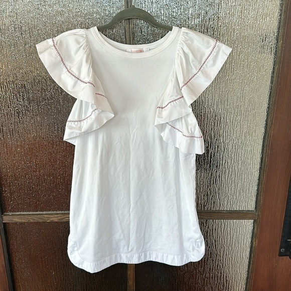 See By Chloe Tops - See By Chloe White Flared Sleeveless Stitched Ruffled Tunic Top size S
